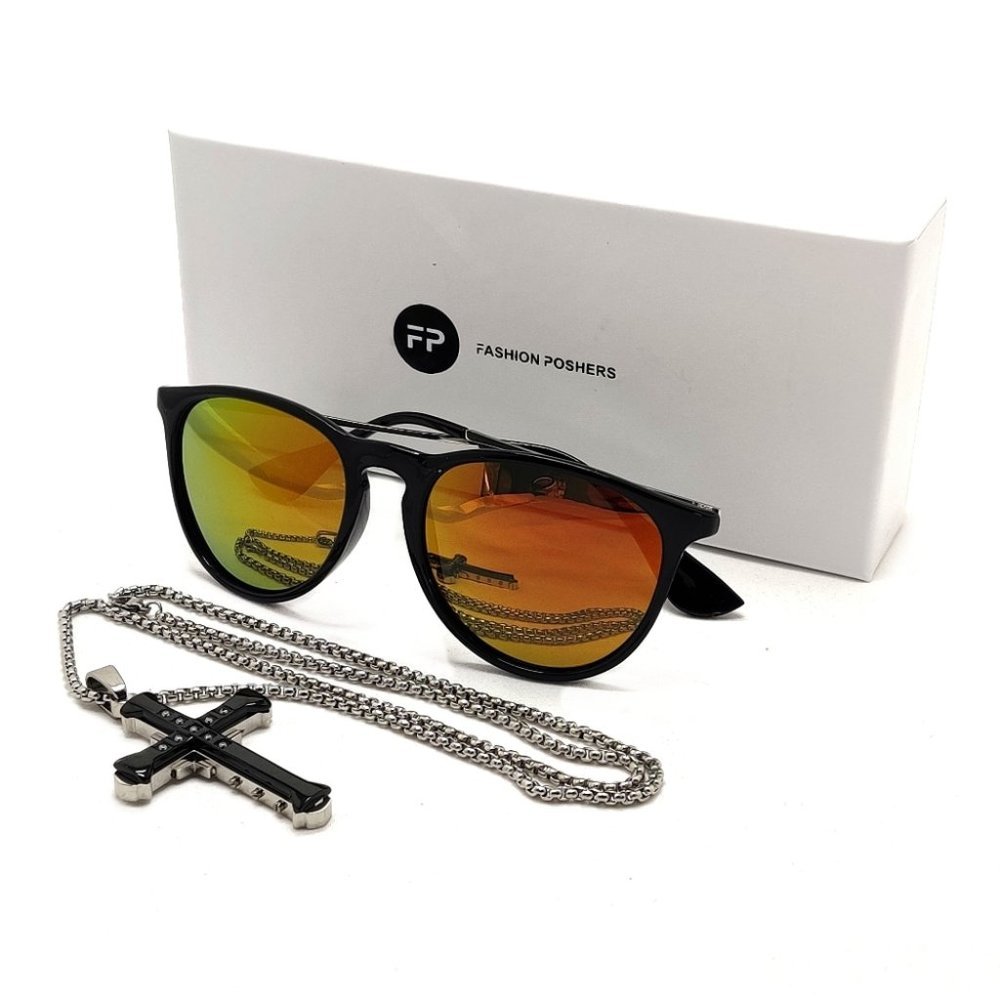 New Classic Style Sunglasses with Cross Pendant